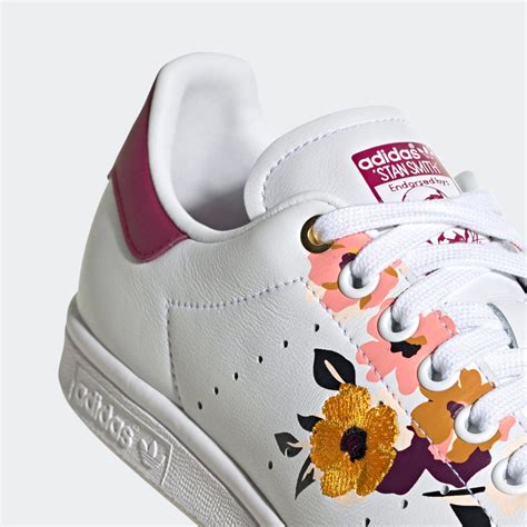 adidas white sneakers with flowers